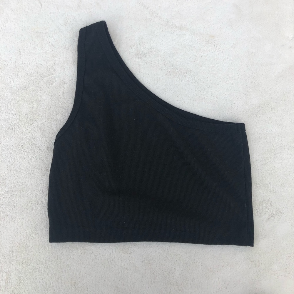 Shein Crop Top asymmetrical black crop top Sz.M
